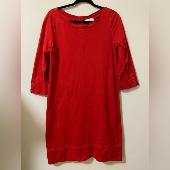 Ann Taylor Loft Classic Casual Button Dress‎ in Red - M - Picture 1 of 8